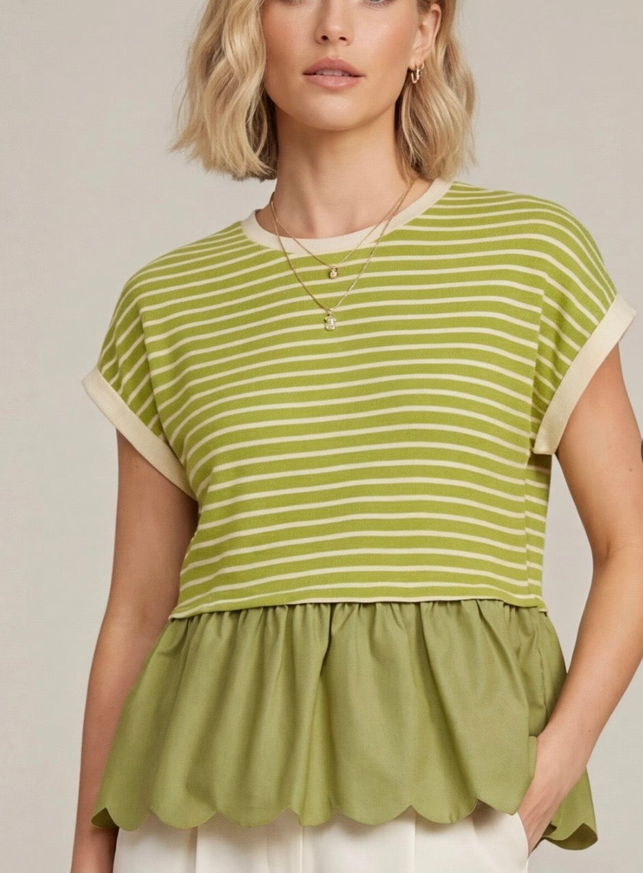 Over the Lime Peplum Top